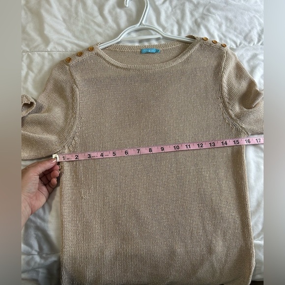 J. McLaughlin Beige Crewneck Sweater with Button Accents - Picture 6 of 8